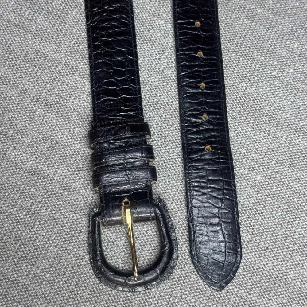 Cipriani Vintage Black Italian Alligator Calfskin Leather Belt Large Old Money